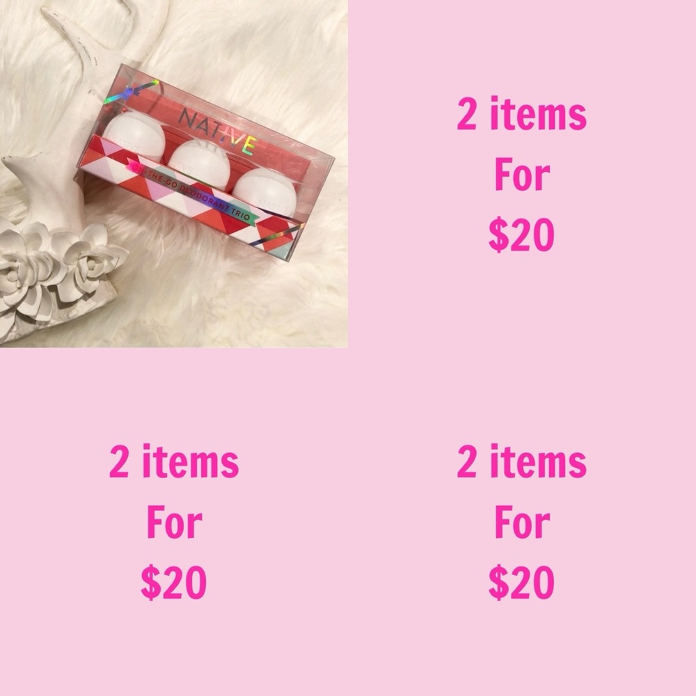 3/$30 Native Womens On The Go Deodorant Trio Lavender Rose Cumber Scents One Sz